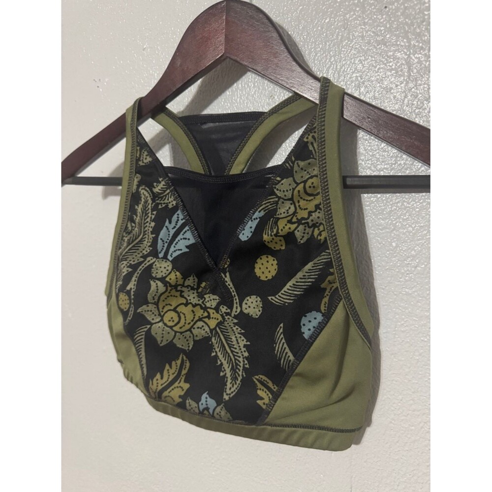 Free People Movement Vida Printed Sports Bra Jungle Floral Mesh Green Black XS